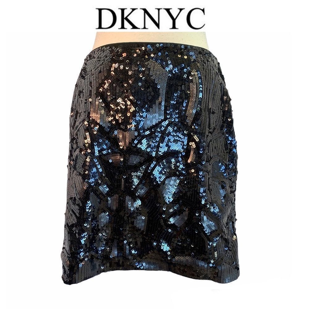 DKNYC Black sequin stretchy Miniskirt size L